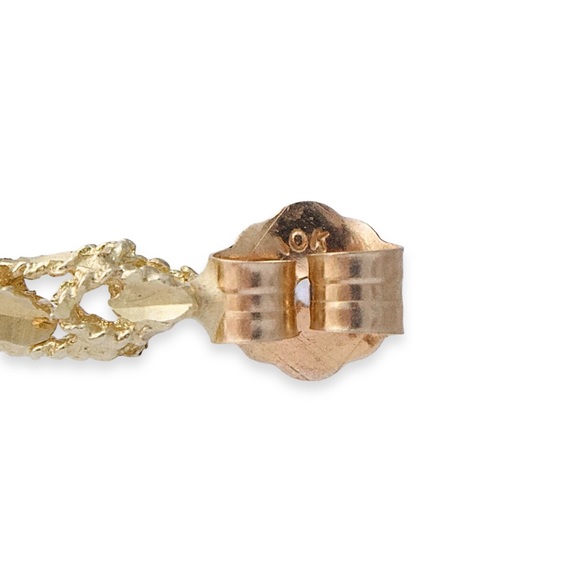 Vintage 10K Yellow Gold Chain Dangle Hoop Earrings - Picture 5 of 5